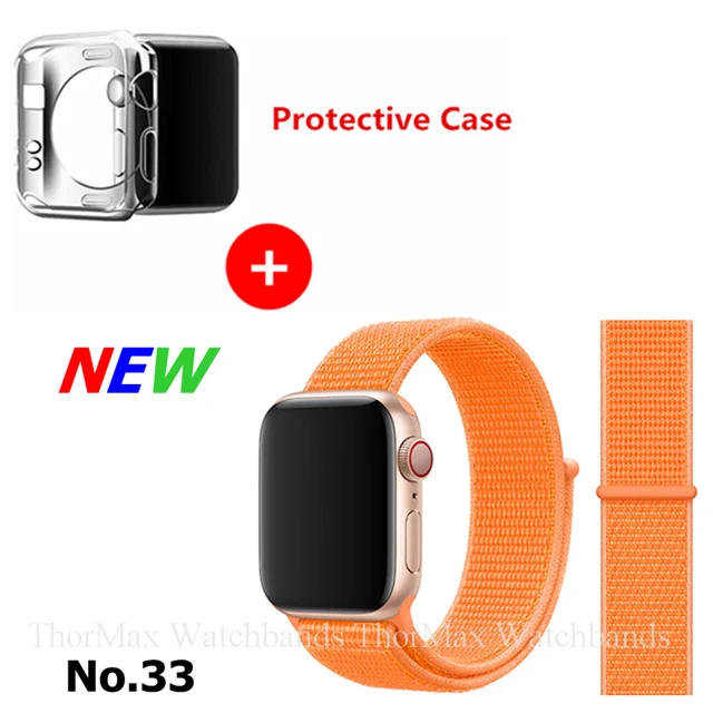 33-Papaya Ремешок для Apple Watch Series 4 3 2 1 38 мм 42 мм нейлоновый мягкий дышащий браслет сменный ремешок Спортивная петля для iwatch 4 40 мм 44 мм - Цвет ремешка: 33-Papaya