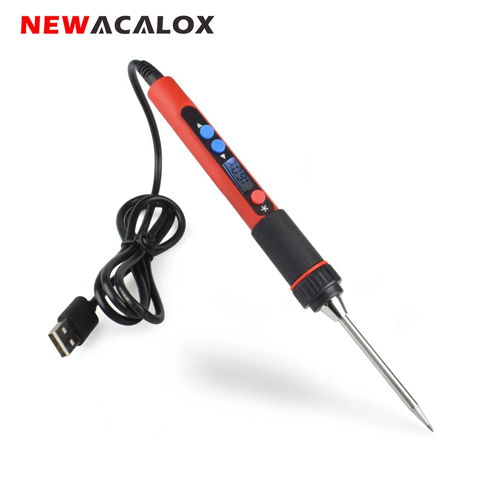 NEWACALOX 5 в 10 Вт Цифровой Температура ЖК-Регулируемый USB паяльник Комплект портативный без свинца, Сварка пистолет паяльная станция DIY ящик для инструментов