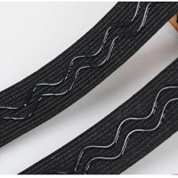 new 10mlot 1%e2%80%9c 25mm rubber band silicone elastic webbing black wavy shaped antislip coating sewing grip tape garment accessories
