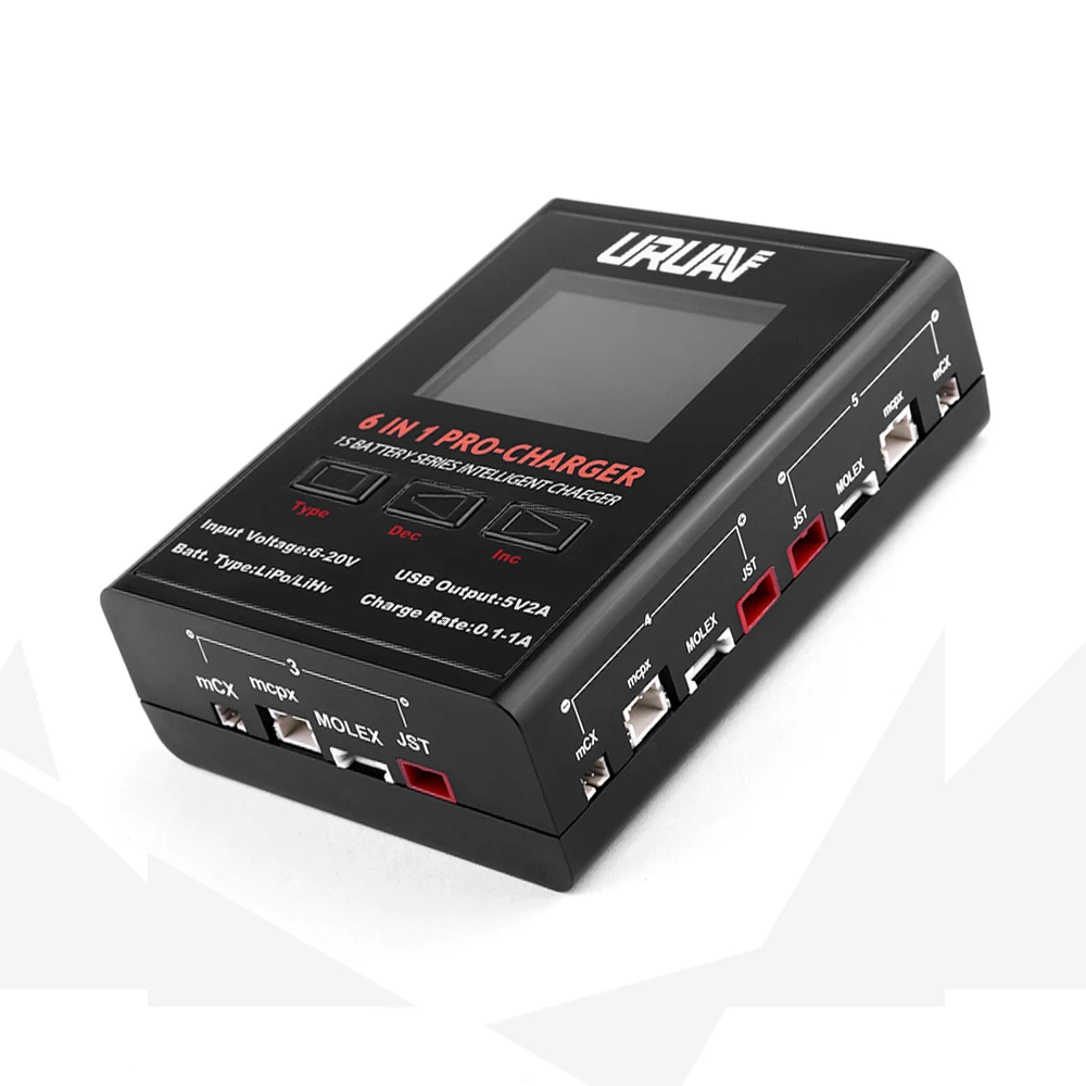 URUAV 6 в 1 PRO 6x4,35 Вт 6X1A Квадрокоптер зарядное устройство для 1S LiPO зарядное устройство с Micro MX mCPX JST Accs