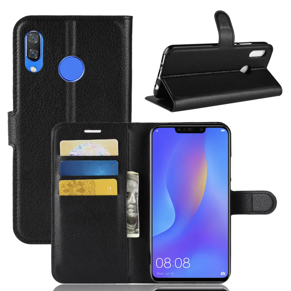 Для Huawei P Smart плюс Psmart + чехол INE LX1 LX2 6 3 дюймов nova 3i Личи портмоне с откидной крышкой