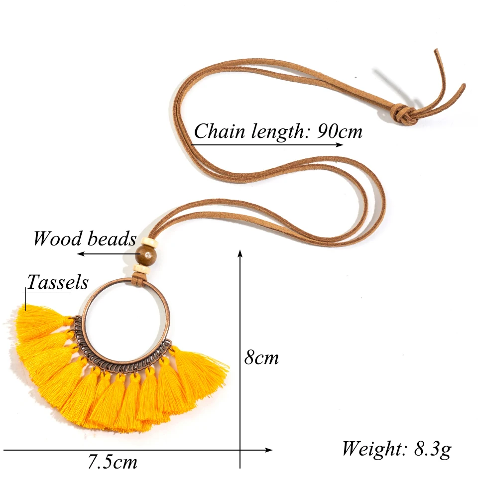 New Long Tassel Necklaces for Women 6 Color Vintage Bohemian Fringed Sweater Chain Boho Necklace Ethnic Fashion Jewelry Gifts |