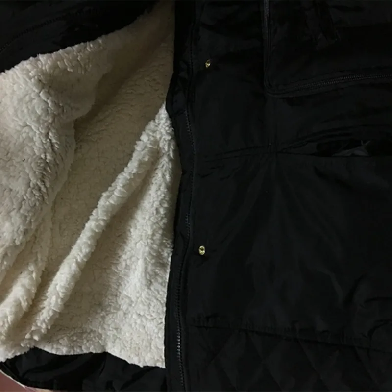 

AKSLXDMMD 2019 New Winter Plus Size Women Thick Padded Jackets Warm Hooded Long Slim Thin Lamb's Wool Jacket Coats Parkas LH284