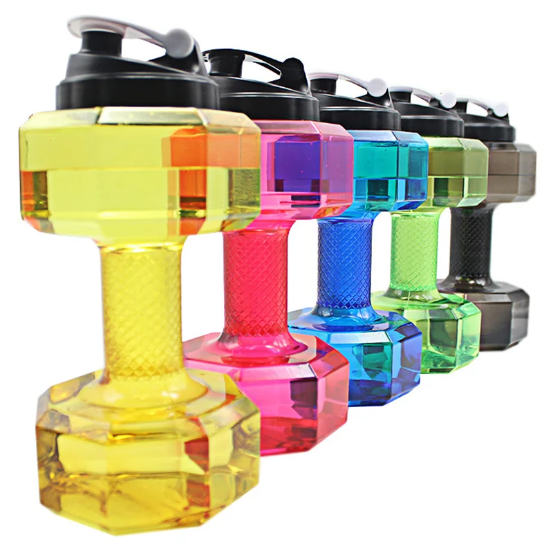 

QuickDone Portable 2.2L Dumbbells Shaped Design Plastic Big Large Capacity Gym Sports Fitness Training Water Bottle KC1611