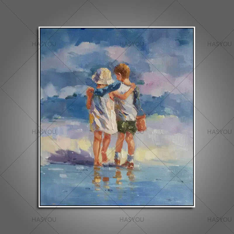 Картина маслом Бесплатная доставка на холсте 100% ручная роспись милый мальчик