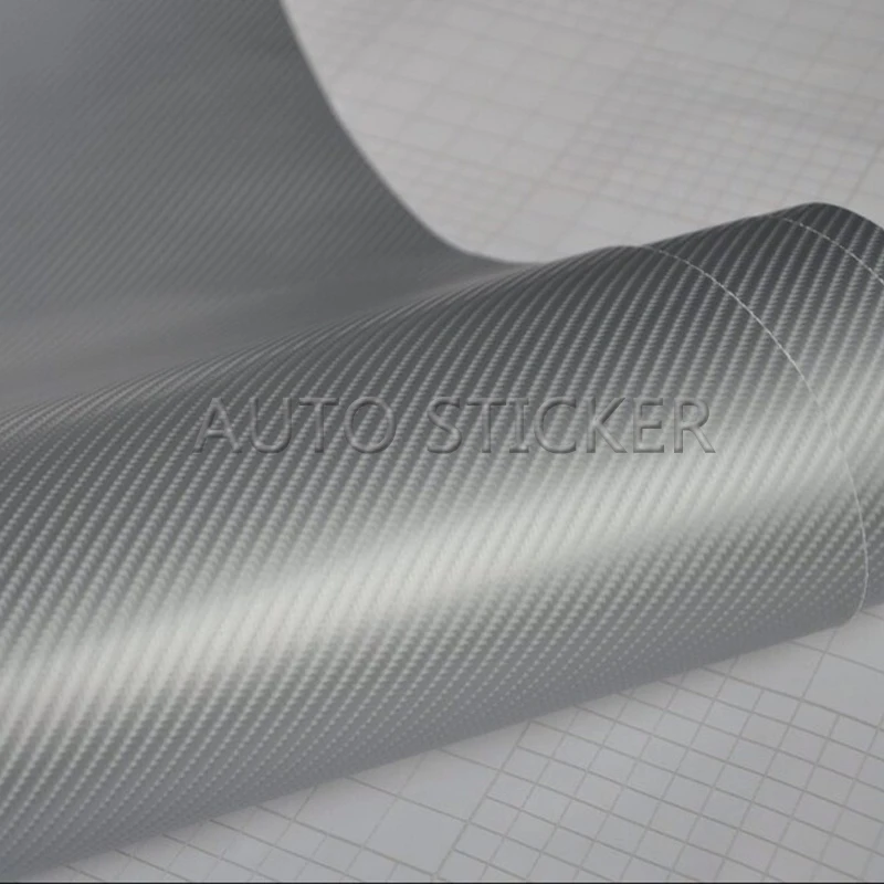 10/20/30/40/50X152 см Серебристая 4D виниловая пленка из углеродного волокна для