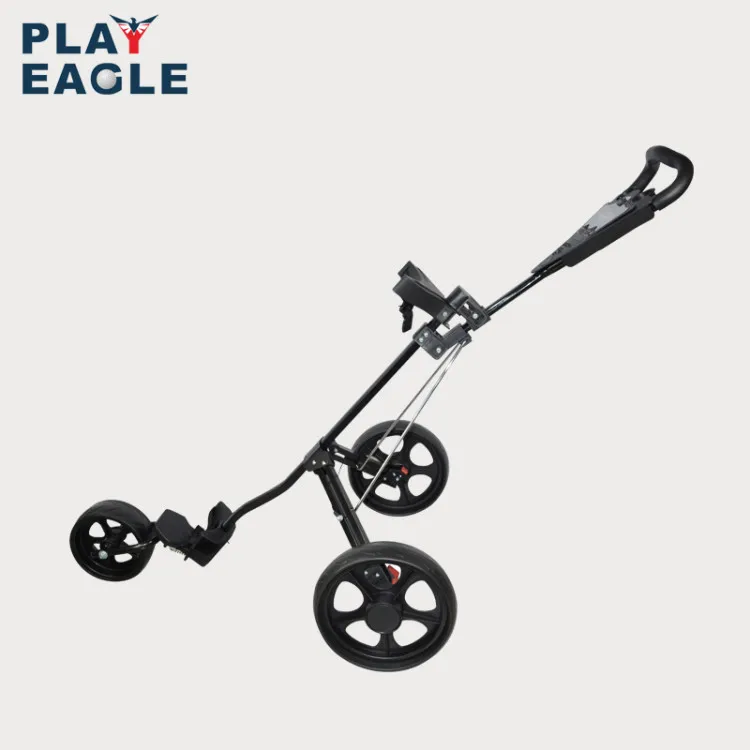 black Гольф курьер Crusier 3 колесная тележка для гольфа PLAYEAGLE складная 3 колесная тележка сумка для гольфа тележка - Цвет: black