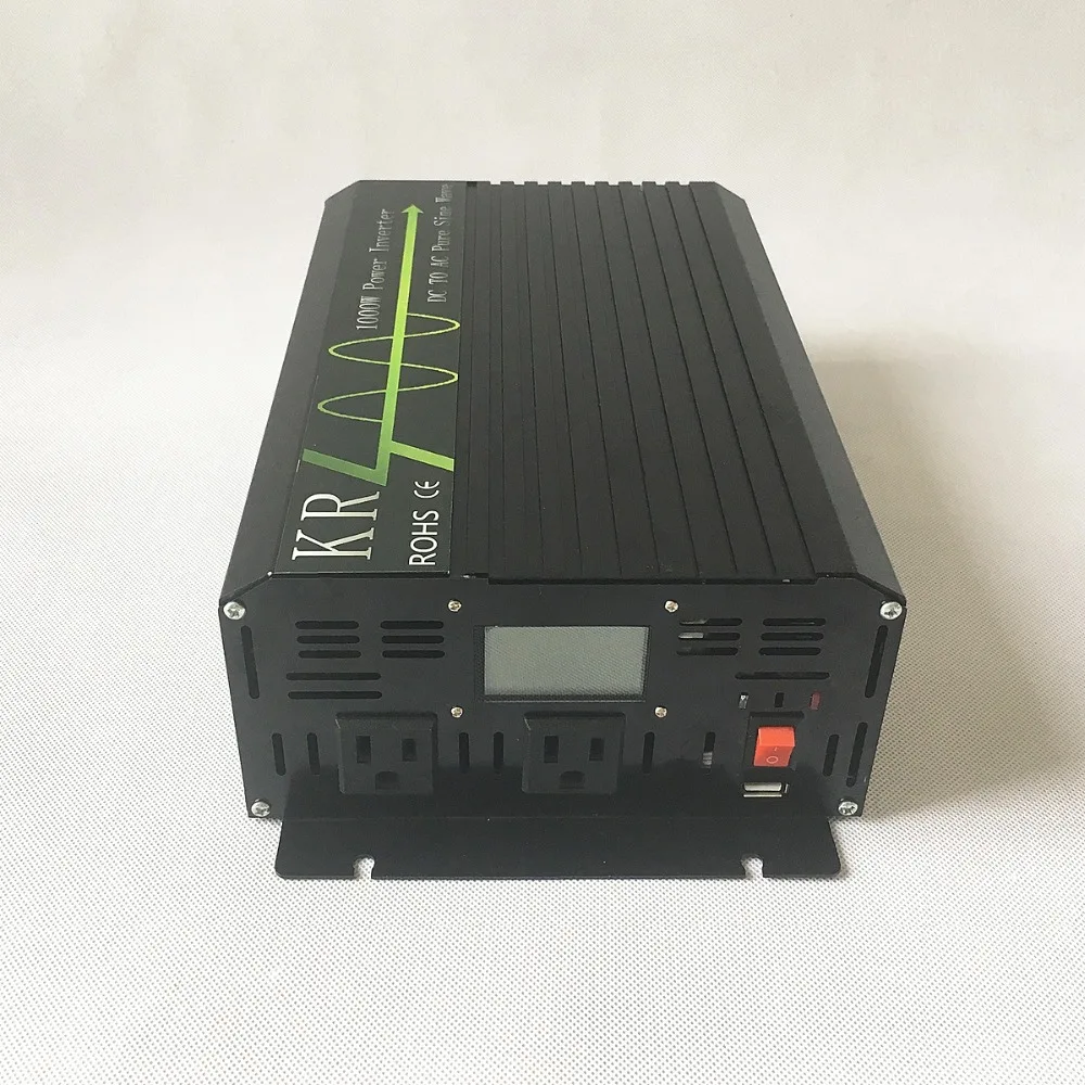 Автомобильный инвертор 1000 Вт пик 2000 Чистая Синусоидальная волна 12 В/24 В/48 В до 100