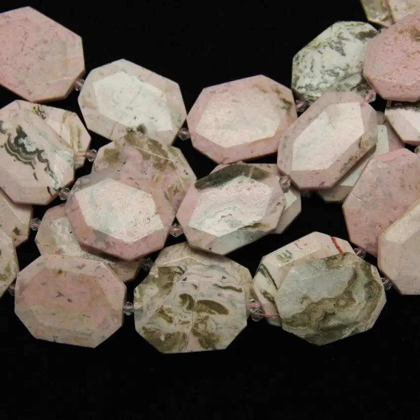 Rhodonite Octangle кулон бусины просверленные посередине граненые Плоские Плиты