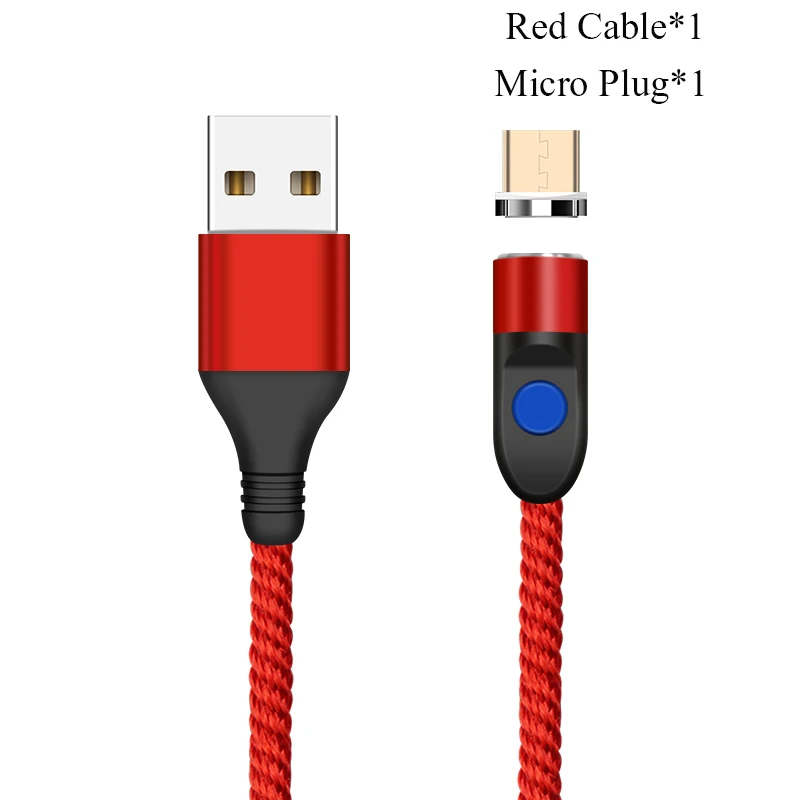 Micro Plug Red Круглый Магнитный кабель GREENPORT для iphone, lightning, xs, 3A, быстрая зарядка, Тип C, Micro Usb шнур для samsung S9, кабели для мобильных телефонов - Цвет: Micro Plug Red