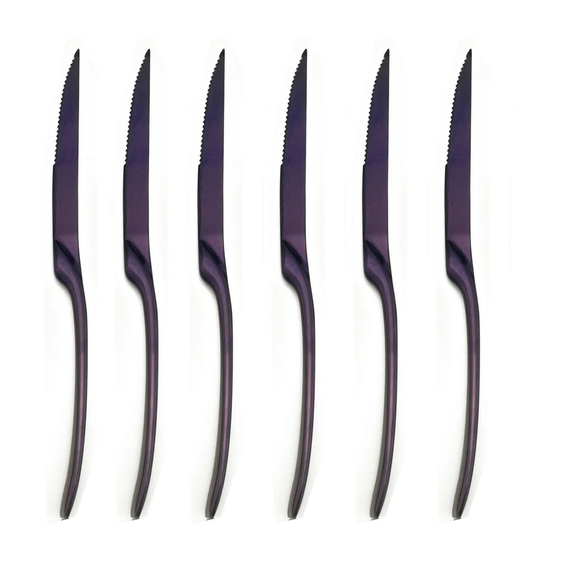 Purple 2pcs 2 шт./компл. наивысшего качества Нержавеющая сталь золото стейк Ножи острым Радуга ножей Ресторан черный стейк ножи в набор посуды - Цвет: Purple 2pcs