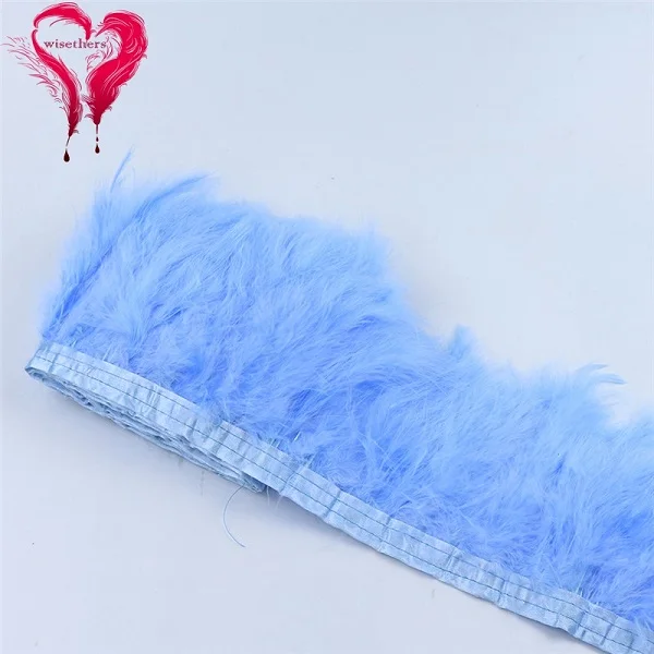2 Meters/Lot 10-15 CM Dyed Colored Downy Turkey Marabou Feather Fringe Trimming Satin Ribbon Trim Garment Decoration 22 Colors - Цвет: Light Blue