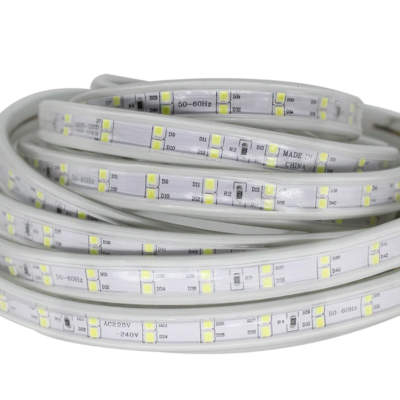 LAIMAIK SMD2835 AC220V Водонепроницаемый светодиодная лента IP68 светодиодный ленты 120 светодиодный s/М светильники Гибкий свет лампы сад два ряда светодиодный полоски