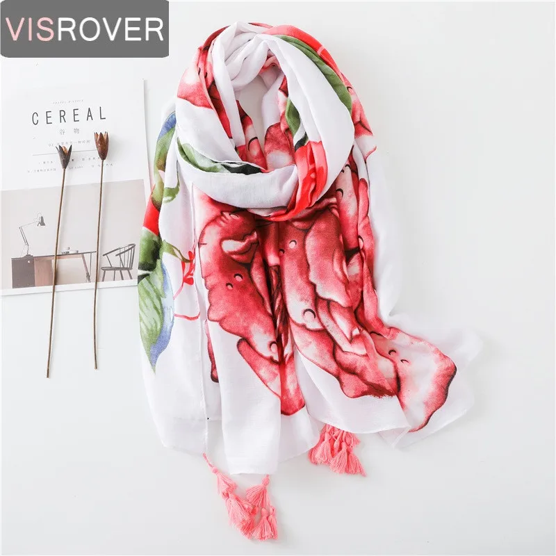 VISROVER летний шарф для женщин Boho kavii этнический Фламинго Шарф роскошный бренд хиджаб Тропический Принт шарф пляжный палантин