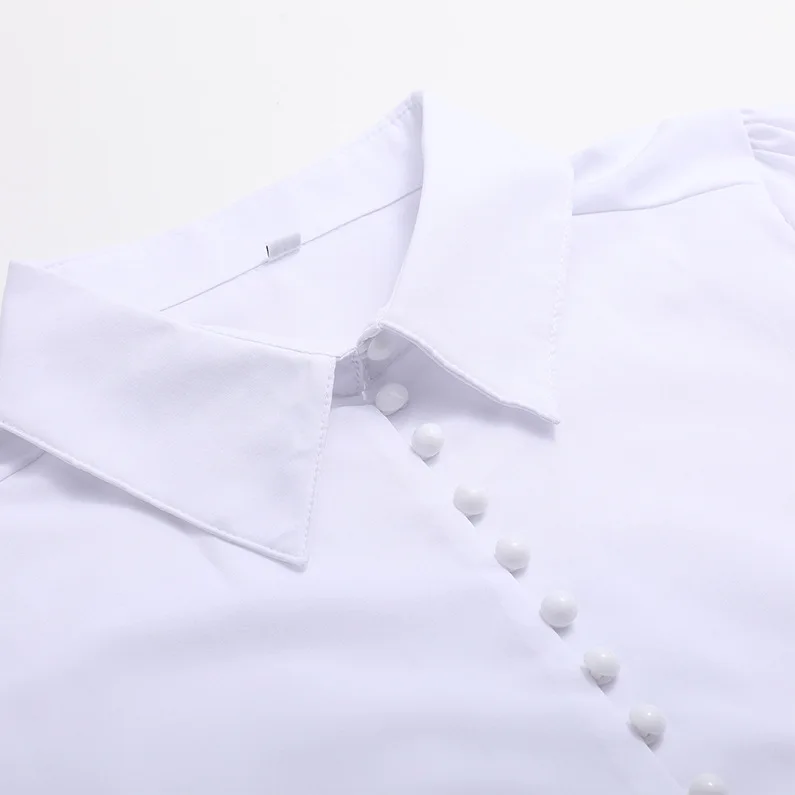 Женская белая блузка с отложным воротником универсальная Свободная длинным