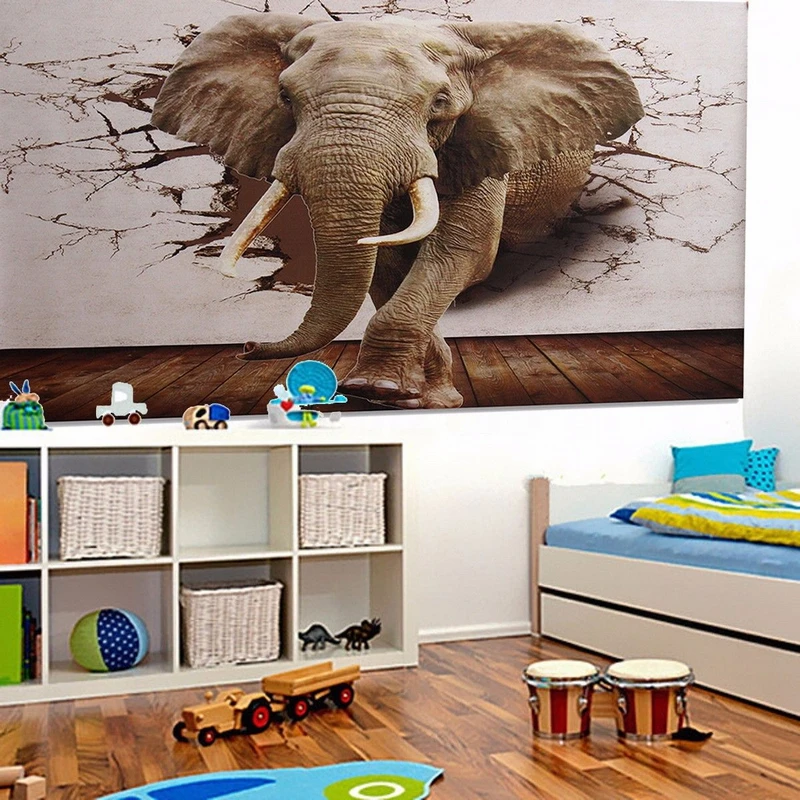JX-LCLYL 3D Huge Silk Elephant Wall Sticker Mural Roll Modern Background Home Decor | Дом и сад