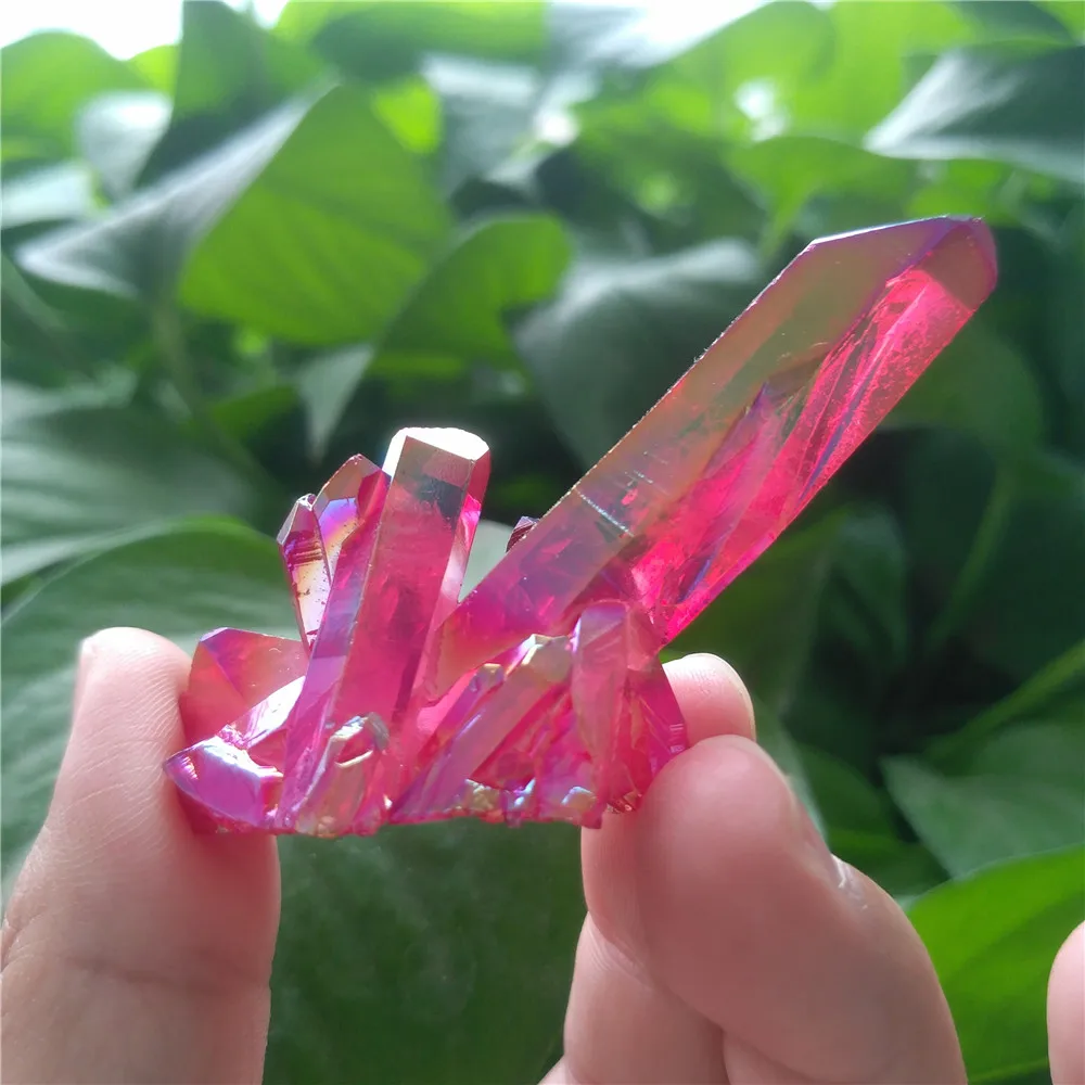 Кристаллический кластер радуги ауры фиолетовый красный желтый кварц титановый