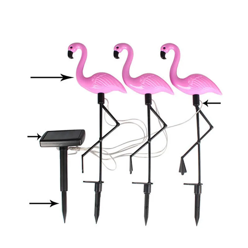 TAMPROAD 3Pcs Solar Flamingo Lawn Light Waterproof Integrated LED Garden Lamp Path Landscape Lights Romantically Decoration Pink | Лампы и