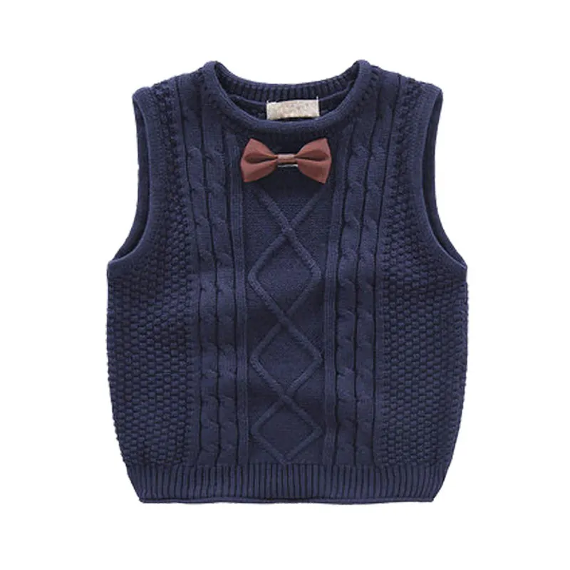 2018 New Kid Vests for Boys Spring Autumn Fashion Knitted Bow Tie Gentleman O-Neck Waistcoats Children Clothes Kids Tops Jackets |