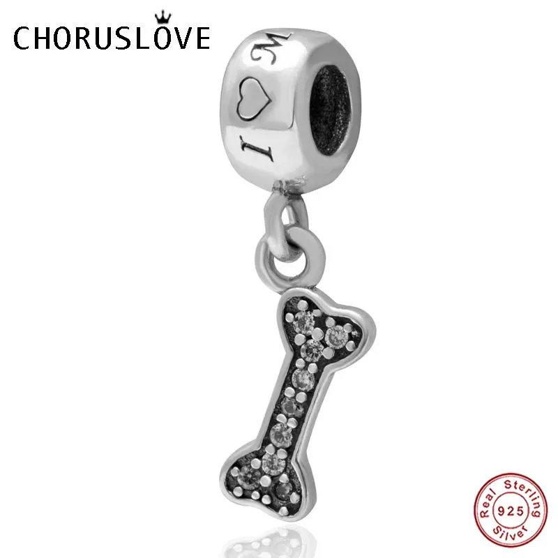Choruslove преданный Лаки Собачья голова Шарм стерлингового серебра 925 пробы I Love My Bone