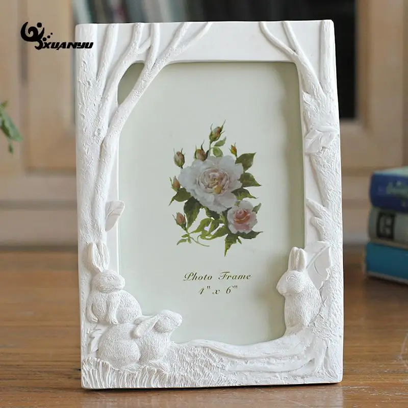 Фоторамки из смолы 6 дюймов три кролика под дерево настольные фоторамки в