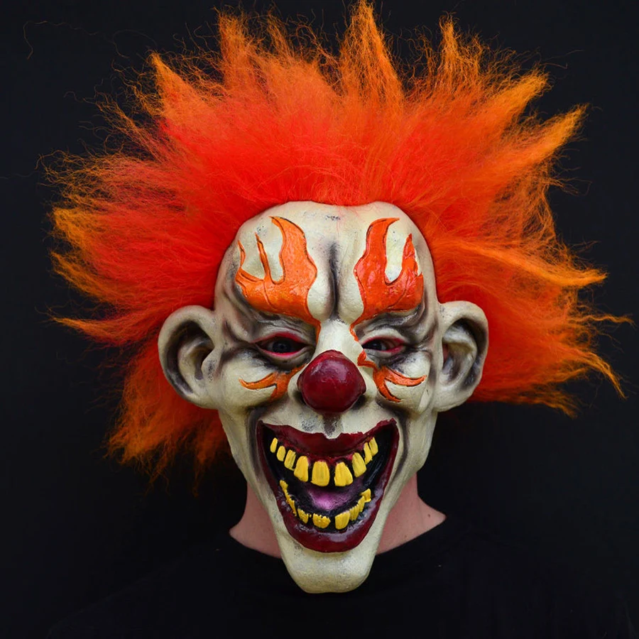 

Evil Scary Halloween Flame Clown Mask Rubber Latex with Hair Funny Joker Halloween Party Costumes Props Adult One size