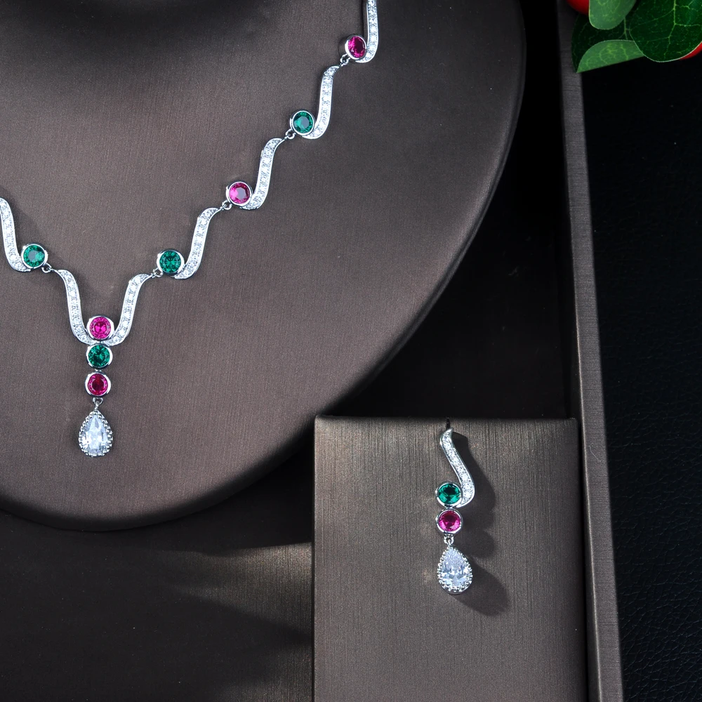 HIBRIDE модный новый комплект ювелирных изделий из 2 предметов с фианитом AAA