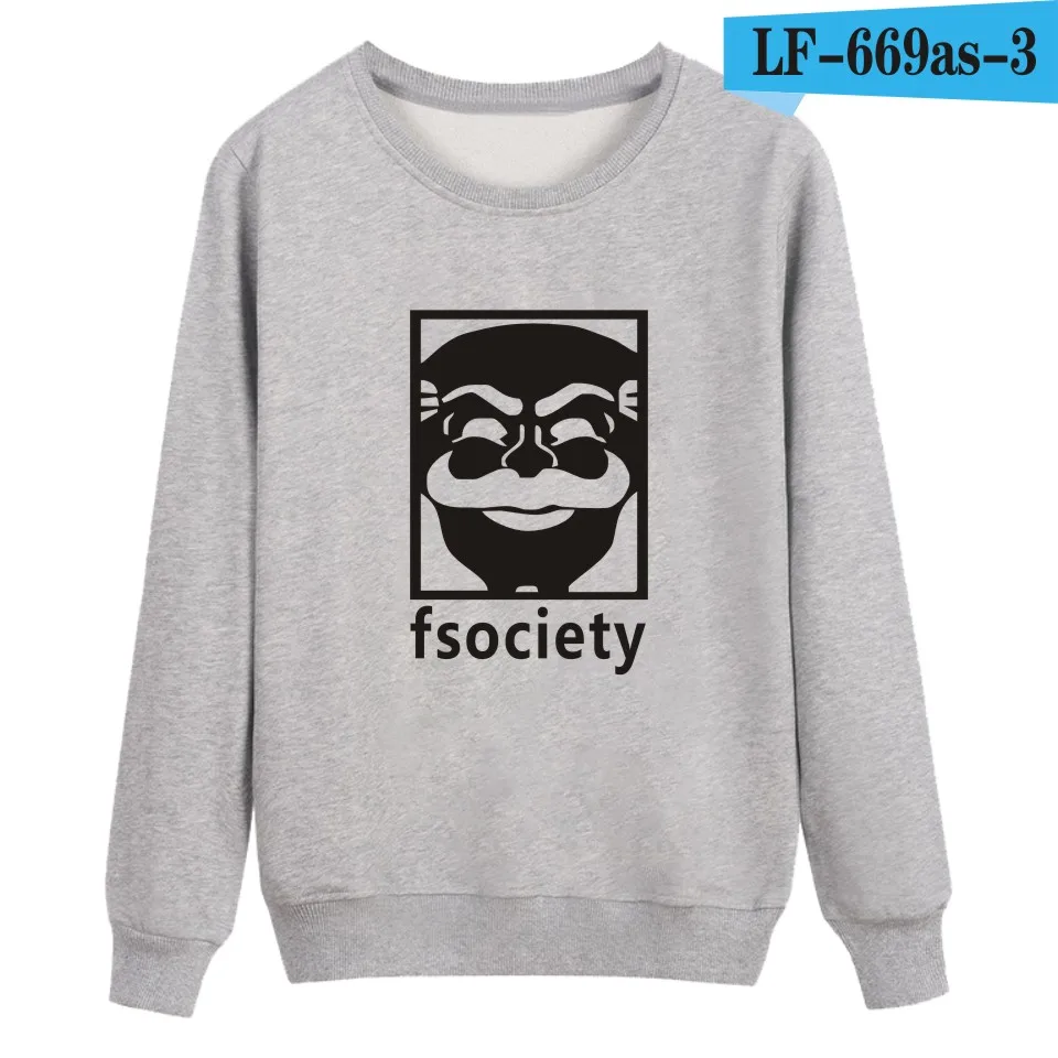 gray LUCKYFRIDAYF Mr Робот Fsociety хип стиль Мужская толстовка в стиле Харадзюку в мужчин s толстовки и свитшоты бренд 3xl 4xl - Цвет: gray