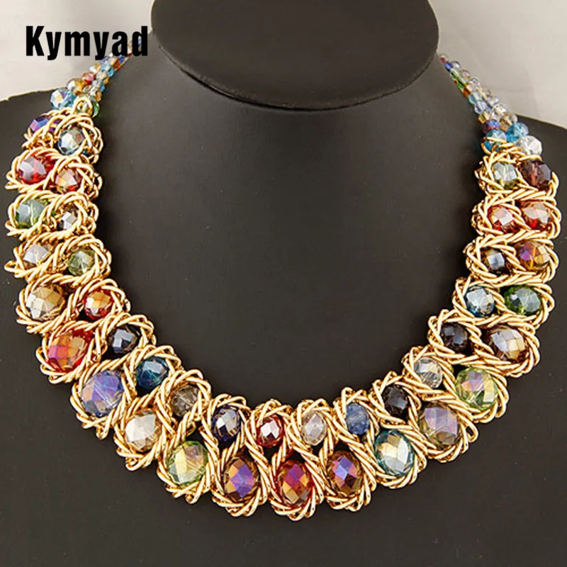 Женское Ожерелье Kymyad Bijoux длинное ожерелье с двумя кристаллами|crystal bead necklace|statement