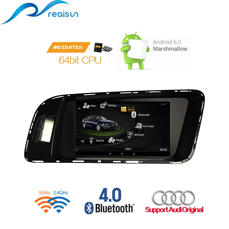 Realsun 7 дюймов Audi RHD A4 B8 A5 S4 S5 Q5 концертный MMI 3G RAM 32G ROM Восьмиядерный Android 0 система 4G