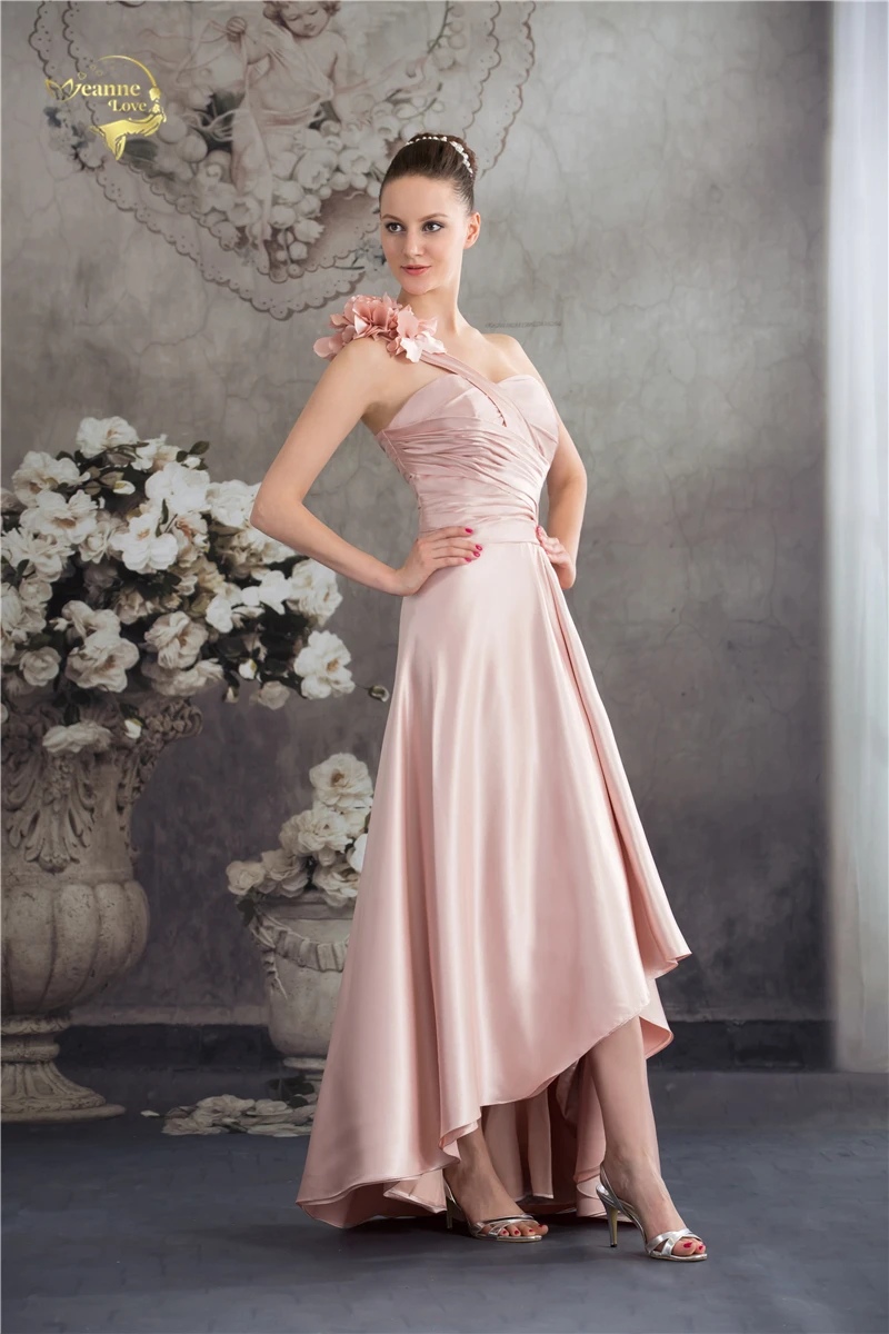 Новинка Vestido De Festa Longo сатиновые короткие спереди длинные сзади розовые платья для