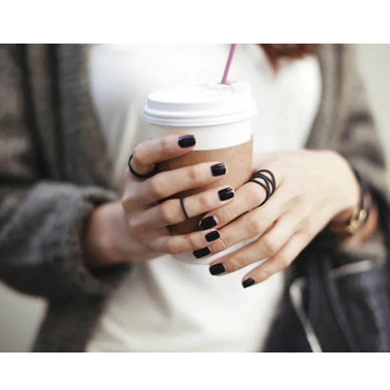 Новые трендовые черные матовые выдолбленные кольца для женщин 3 шт./компл. Линия