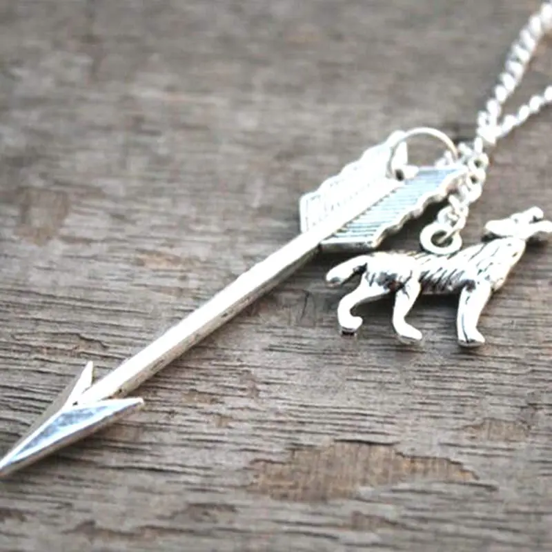 Наконечник волк ожерелье винтажные Серебристые кулоны колье подвеска с длинной
