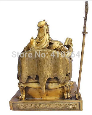 Chinese bronze brass Dragon Guan Gong/ Yu Reading book Statue Gold Color | Дом и сад