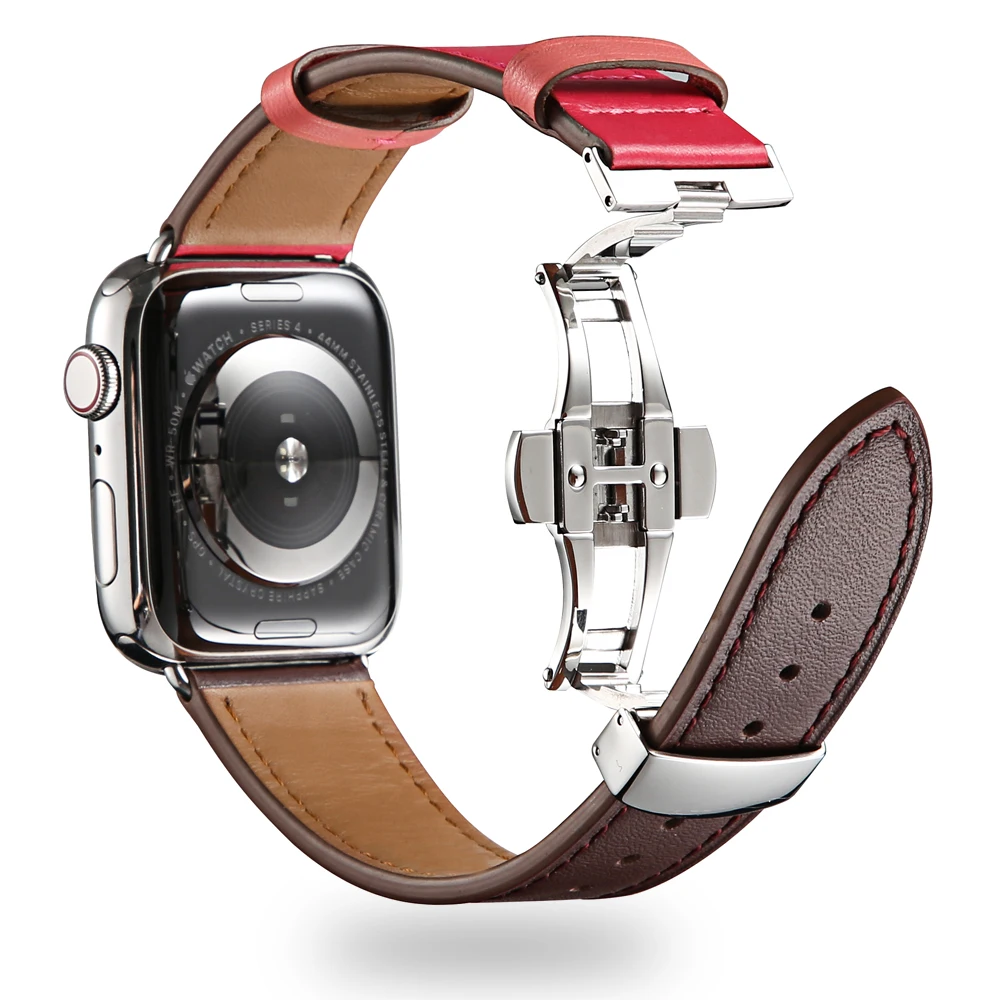 Кожаный ремешок для Apple watch band 4 44 мм 40 мм aplle iwatch correa 42 мм 38 мм 3 2 Бабочка Пряжка ремешок для наручных часов браслет ремень