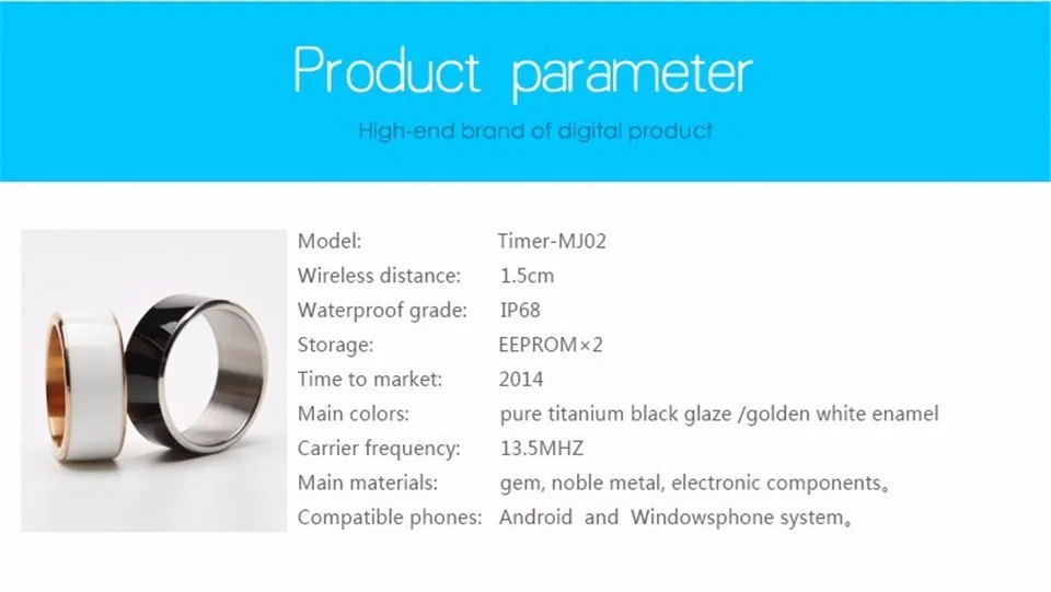 TimeR2 смарт Кольцо носимых Технология волшебное кольцо для телефона NFC умный аксессуары Мода 3-доказательство электронный компонент