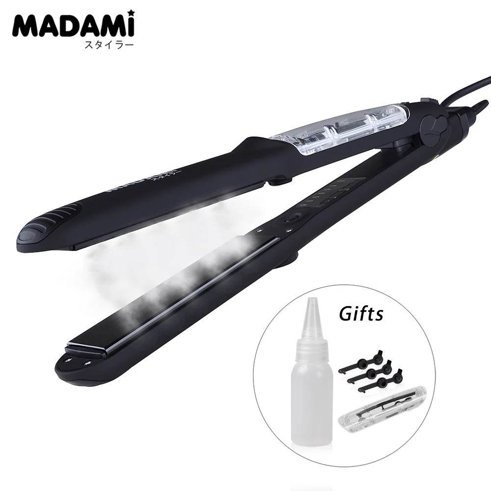 MADAMI Профессиональный 450F CHAPINHA de Cer mica Alisador Cabelo Vapor &quotde De Argan Chapinha Com o Leo Lindo Embalagem|alisador