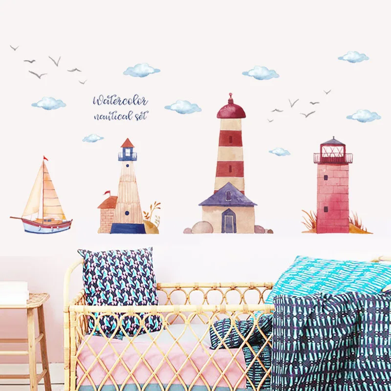

DIY Lighthouse Nursery Kids Room Decoration Wall Sticker Creative Baby Bedroom Wall Decals Poster
