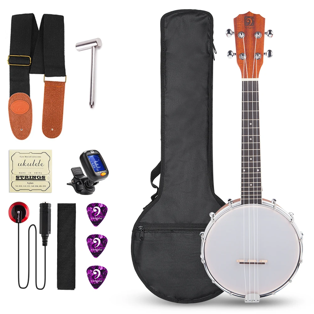 Vangoa 23 дюймов 4 струны концертный банджо укулеле Banjolele Banjos комплект Sapele Дерево