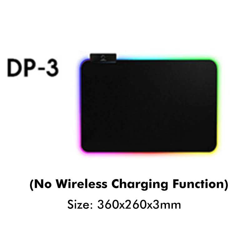DP-3 Светодиодный RGB коврик для мыши USB Проводное освещение Беспроводная зарядка функция коврик для мыши с противоскользящим резиновым основанием - Цвет: DP-3