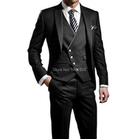 slim fit men suits for wedding groom tuxedo 3 piece set jacket with pants vest peaked lapel male fashion clothes