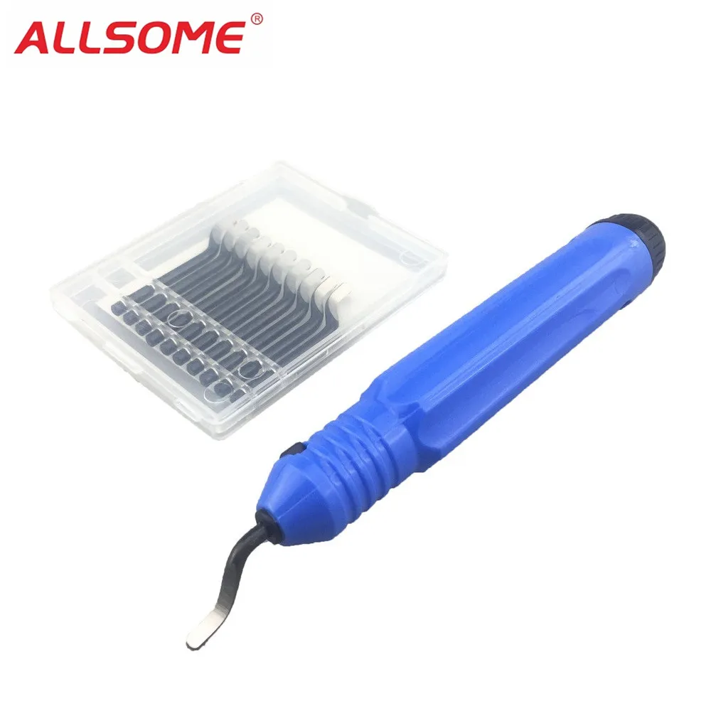 ALLSOME NB1100 Burr ручка с 10 шт. HSS BS1010 лезвия набор инструментов для удаления заусенцев