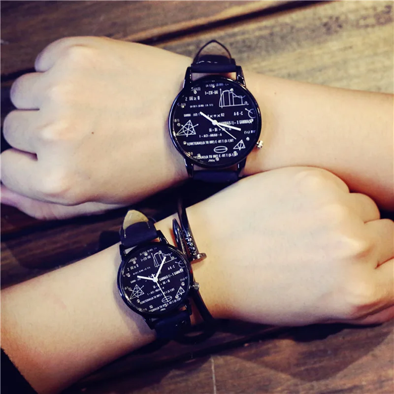 Студенческие модные трендовые часы с математическим циферблатом для влюбленных