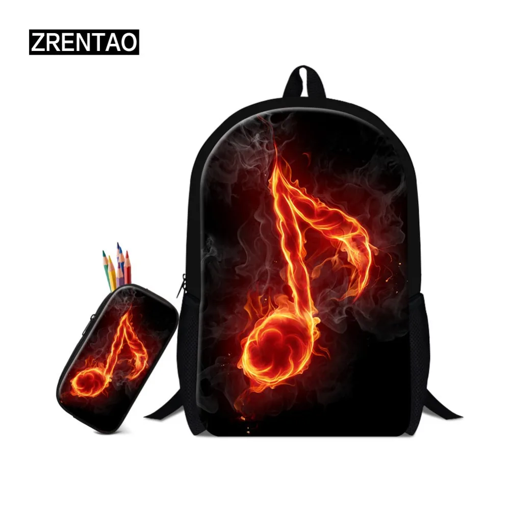 

2pc Sets Backpacks Women Music Printing Backpacks Canvas Bookbags School Backpacks Pencil Bags for Teenage girls Bagpack Backbag