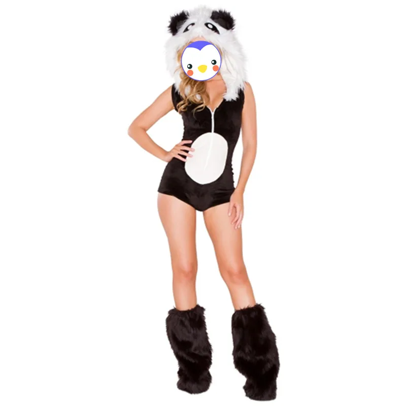 Оптовая продажа костюм животного на Хеллоуин черно белые сексуальные женские