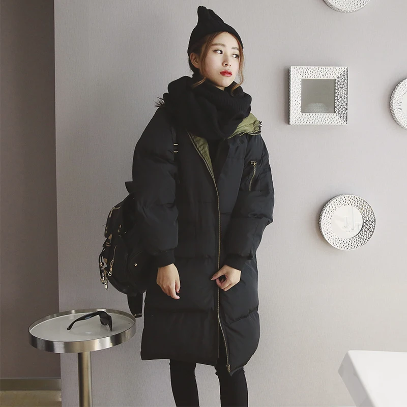 Зима с капюшоном длинный участок Южнокорейских студентов свободной летучей мыши