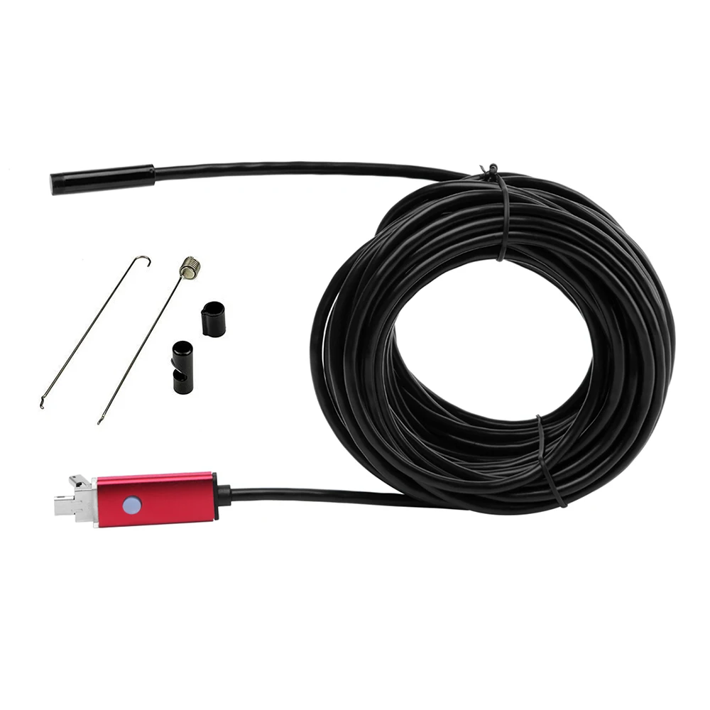 USAFEQLO 2m 5m 10m Soft Cable Mini Camera 7mm lens Endoscope inspection Pipe IP68 Waterproof 480P micro USB For Android Phone |