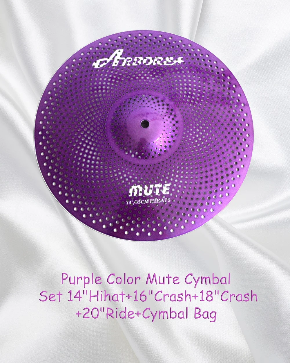 

SALE! Entry Level Arborea Bule Colored Mute Cymbal Set: 14"hihat+16"crash+18"crash+20"ride, No Cymbal Bag