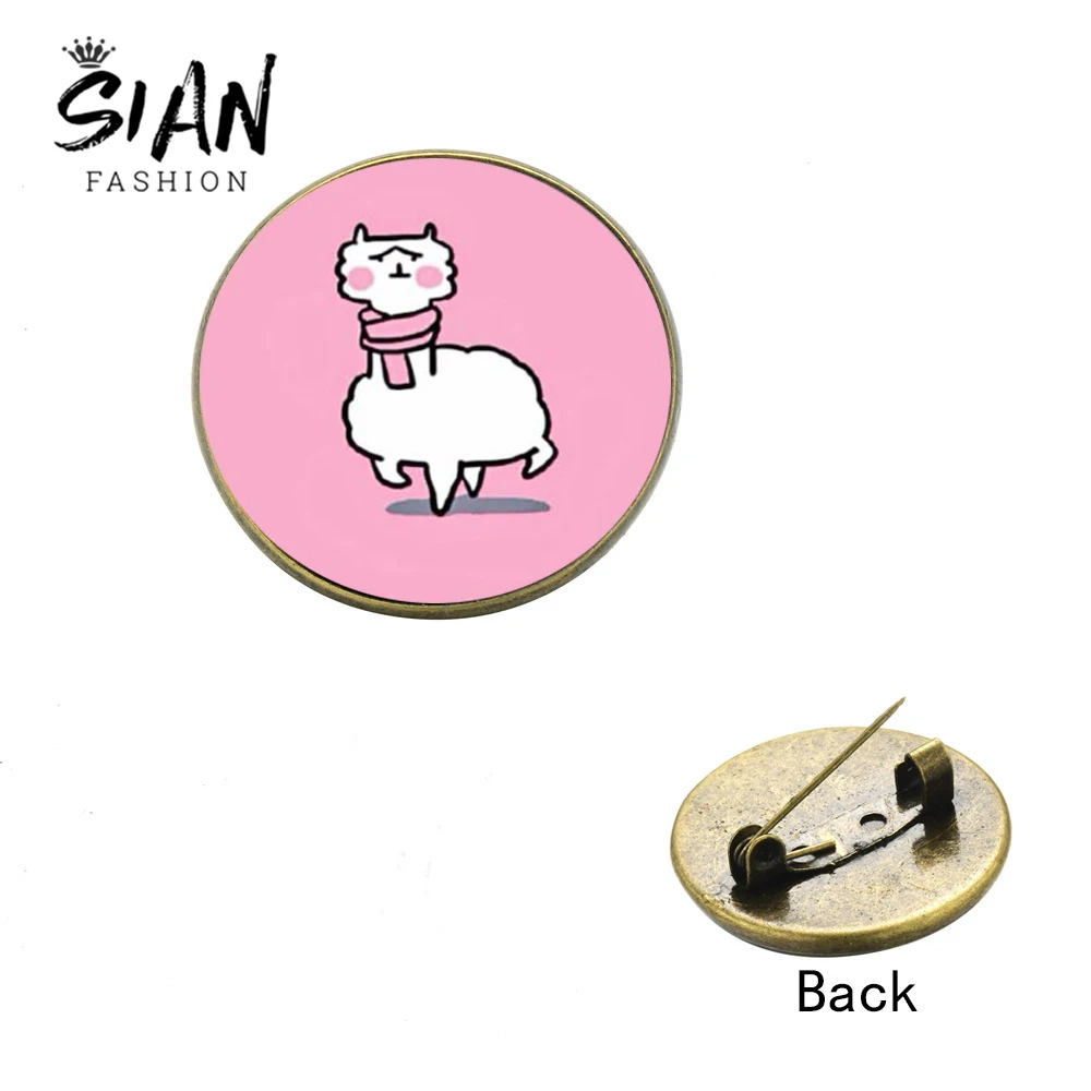 SIAN Mini милые Мультяшные булавки из альпаки овцы ламы животные стеклянный кабошон