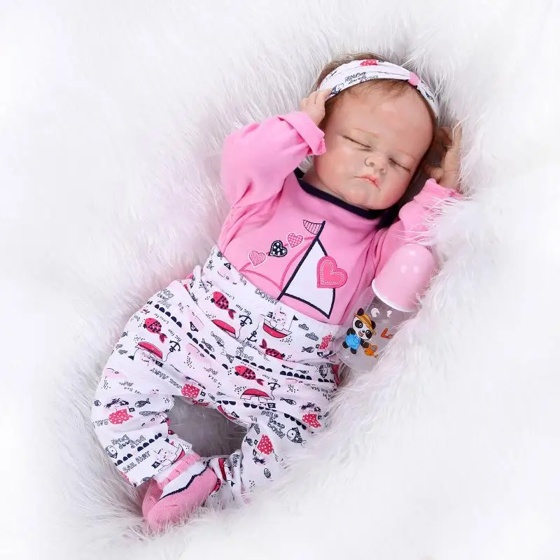 Реалистичный твердый силикон reborn baby dolls 53 см размер волосы с корнями ресницы 2